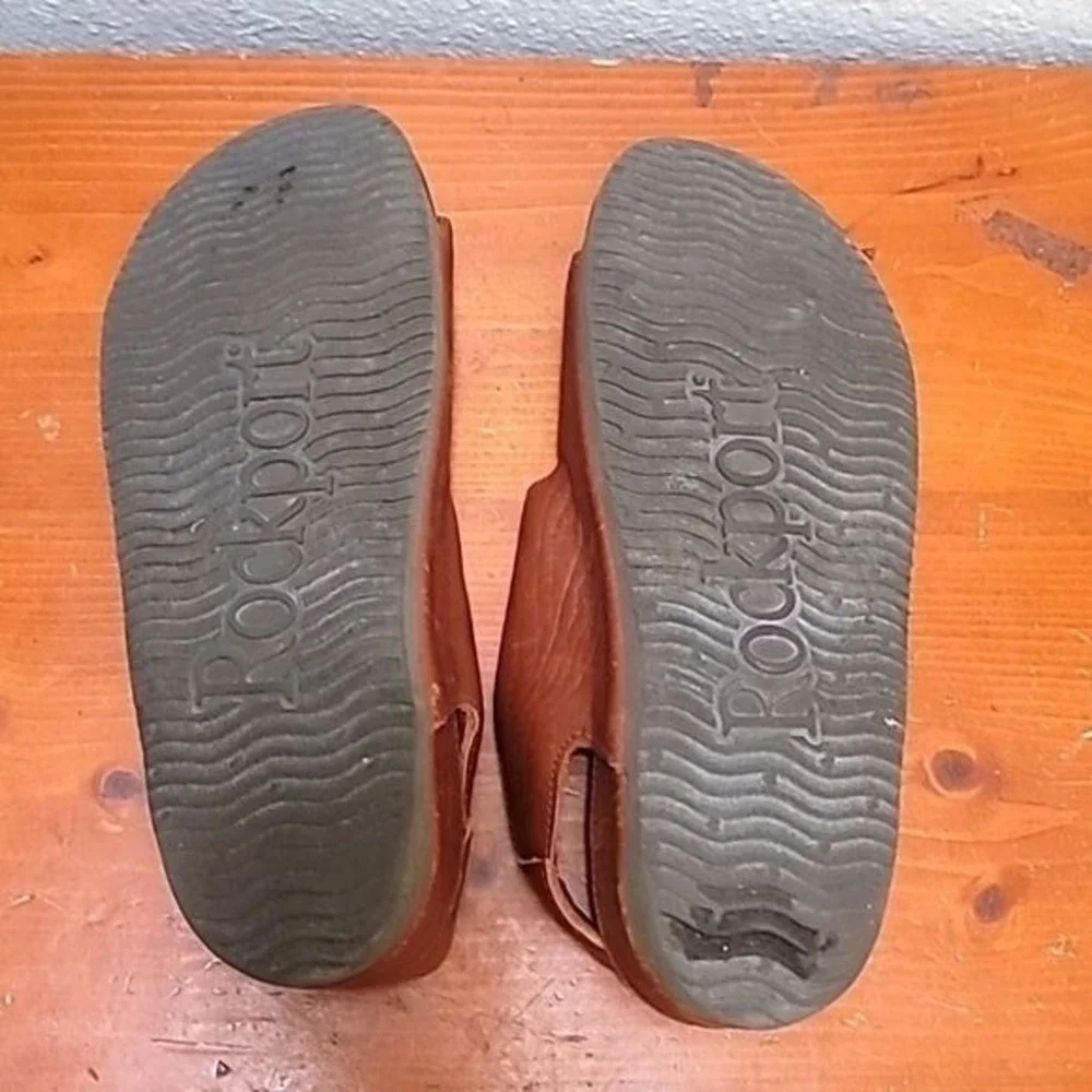 ROCKPORT MEN'S TWO STR FISHERMAN BROWN LEATHER SANDAL SIZE 10.5‎